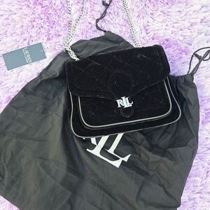Ralph Lauren Black and Silver Structured Shoulder Bag